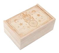 CREATCABIN Caja de Cartas de Tarot Caja de Bruja Caja de Madera Burlywood con Plumas Cajas de Almacenamiento de Tarot de Madera Porta Cartas con Tapa Deslizante Caja de Baratijas de 8.8x13.7x5.2cm