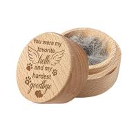 CREATCABIN Caja de recuerdo de pelo de mascota Caja de recuerdo de madera con alas de garras Caja de pelo de cenizas tallada Urna Contenedor de urna Conmemorativo Dueño de perro Amante de marrón 5x4cm