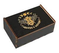 CREATCABIN Cajas de Madera para Cartas de Tarot Estuche para Cartas de Tarot Caja de Brujas Porta Cartas de Abejas Negras con Tapa Deslizante Caja de Baratijas Contenedor Decorativo 8.8x13.7x5.2cm