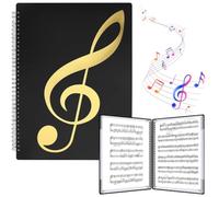 CREATCABIN Carpeta de Música Negra Carpeta de Partituras de Plástico de Doble Cara Grabable 30 funda Expositor 60 páginas Espiral Expandible Organizador Soporte para Piano Conciertos 32 x 24.3 x 2.1cm