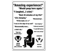 CREATCABIN Cartel de Chapa de Metal Amazing Experience Sign Toilet Vintage Iron Sign Pintura Póster Placa Retro Baño Mural Colgante Arte de la Pared Decoración Aseo Concurso Decoración Pared 20x30 cm