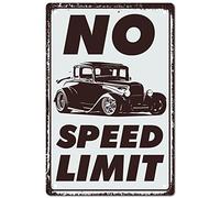 CREATCABIN Cartel de Chapa de Metal Sin Límite de Velocidad, Carteles Divertidos Retro de Viaje En Coche, Decoración de Pared Vintage, Mural de Arte para Colgar, Placa de Pintura de Hierro, Póster, De