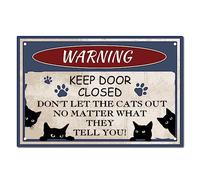 CREATCABIN Cartel de Hojalata de Gato Negro, Carteles de Metal Vintage, Pintura Retro, Placa de Advertencia, Cartel de Arte de Pared, Placa para Jardín, Porche, Baño, Cocina, Cafetería 20 x 30 cm