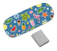 CREATCABIN Caso de Gafas de Verano Caso de Gafas de cáscara Dura Caso de Gafas de Sol de Cuero PU Casos Titular portátil Bolsa de Almacenamiento de Gafas Clamshell Regalo de Tela 16.2x6.4x3.9cm