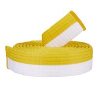CREATCABIN Cinturón Jiu Jitsu Amarillo Blanco Cinturón Artes Marciales Poliéster Judo Aikido Cinturón Uniforme Cinturones Largos Suaves Ajuste Universal Taekwondo para Entrenamiento Deportivo 280cm