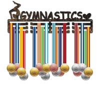 CREATCABIN Colgador de Medallas de Gimnasia,Soporte de Hierro para Exhibición de Medallas,Estante de Exhibición de Cintas con Insignias Deportivas Montado En la Pared,Ganchos de Suspensión