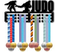CREATCABIN Colgador de Medallas de Judo, Soporte para Premios, Cordón para Exhibición, Estante para Colgar Cintas, 3, Pequeños Ganchos de Pared de Hierro de Metal Negro, Decoración Montada En el Marc