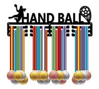CREATCABIN Colgador Medallas Bola Mano Soporte Medallas Deportivas Más 60 Medalla Soporte Hierro para Colgar Pared para Colgar Pared para Medallista Corredor Gimnasia Maratón Atleta Regalo 40x15cm