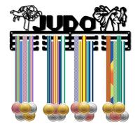 CREATCABIN Colgador Medallas Judo,Soporte Medallas Karate,Estante Deportivo Metal Colgar En la Pared,Marco Decorativo para Medallas,Ganchos Insignia,Corredor Carreras,Maratón,Medallista,Atleta,40x15cm
