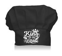 CREATCABIN Crown Chef Sombreros Ajustable Chef Elástico Algodón Bakers Hat Reutilizable Stretch Chef Regalos para Hombres Mujeres Adultos Unisex Cocina Hornear Hibachi-Rey la Cocina 23x30cm(Negro)