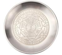 CREATCABIN Cuenco de Ofrenda de Constelación Plato Ritual de Altar de Acero Inoxidable con Cristales Plateados Bandeja Redonda Plato de Oración Portavelas Plato de Joyería para Quemar Incienso 14x14cm