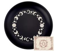 CREATCABIN Cuenco de Ofrenda de Fase Lunar Y Estrella, Plato Ritual de Altar, Cuenco Plano de Acero Inoxidable, Bandeja Redonda para Joyas, Plato de Tarot para Oración, Porta Anillos Negro, Baratija c