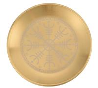 CREATCABIN Cuenco de Ofrenda de las Doce Tonstelaciones, Plato Ritual de Altar de Acero Inoxidable con Cristal Dorado, Bandeja Redonda, Portavelas, Plato para Joyas, Quemador de 14cm