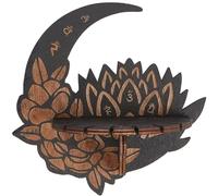 CREATCABIN Estante Cristal Pared Madera Forma Luna Loto Estantes Flotantes Rústicos Soporte Baratijas Decoración Pared Decoración Colgante Regalo Espiritual Mujeres Hombres Cumpleaños Navidad 15x15 cm