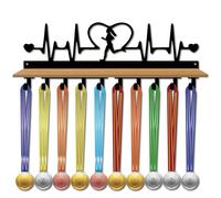 CREATCABIN Estante de Exhibición de Trofeos de Medallas de Estante de Exhibición de Medallas de Corazón con Bandeja de Tablero de Densidad Montaje En Pared Sostenga 70 + Soporte de Medallas