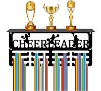 CREATCABIN Estante para Exhibición de Medallas de Porristas,Estante para Trofeos con 12 Gancho,Soporte para Medallas,Estante de Metal Negro,Estante Organizador para Exhibición de Trofeos,Montaje