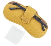 CREATCABIN Estuche Cuero Gafas Sol Estuche Delgado Gafas Bolsa Portátil Bolsa Liviana Viaje Estuche Anteojos Paño Limpieza Suave Mujeres Hombres Vacaciones Amarillo 17.5x8.7cm