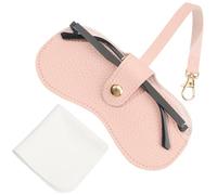 CREATCABIN Estuche de Cuero para Gafas Portátil Delgado para Gafas de Sol Suave Ligero para Viaje con Correa de Cierre Paño de Limpieza Regalo para Mujeres Hombres Vacaciones Familiares Color Rosa 6.3