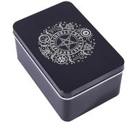 CREATCABIN Estuche para Cartas de Tarot Estuche para Baraja de Tarot con Diseño de Estrella Y Cruz de Metal Negro Bolsa Protectora Mística para Guardar Cartas de Adivinación Magia 13 x 8.3 x 6cm