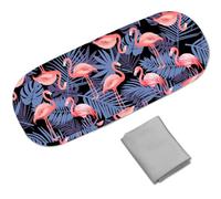 CREATCABIN Estuche Rígido de Cuero para Gafas de Sol, Estuche para Guardar Gafas, Estuche Portátil de Viaje, Funda Protectora Tipo Concha, Paño de Limpieza, Regalo para Mujeres Y Hombres, Flamenco de