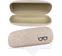 CREATCABIN Estuche Rígido para Gafas Estuche para Gafas de Sol para Mujeres Y Hombres Estuche Portátil para Guardar Gafas Estuche Protector con Paño de Limpieza Suave Oficina Beige 16 x 6.3 x 3.8cm