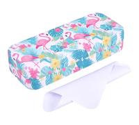 CREATCABIN Estuche Rígido para Gafas Funda Protectora Portátil para Gafas Funda de Flamenco para Gafas de Sol Organizador Portátil de Almacenamiento Protector con Paño de Limpieza para 16x6.5x3.5 cm