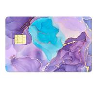 CREATCABIN Etiqueta Engomada Piel Tarjeta Arena Movediza Mármol Tarjetas Crédito Débito Que Cubren Tarjeta Bancaria Calcomanías Extraíbles Sin Burbujas para Tarjeta Transporte EBT Púrpura 186x137.3mm
