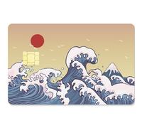 CREATCABIN Etiqueta Engomada Piel Tarjeta Sea Wave Tarjeta Débito Tarjeta Crédito Cubierta Tarjeta Bancaria Calcomanías Envoltura Prueba Rayones Sin Burbujas para Tarjeta Transporte EBT 186.3x137.3mm