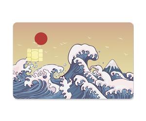 CREATCABIN Etiqueta Engomada Piel Tarjeta Sea Wave Tarjeta Débito Tarjeta Crédito Cubierta Tarjeta Bancaria Calcomanías Envoltura Prueba Rayones Sin Burbujas para Tarjeta Transporte EBT 186.3x137.3mm