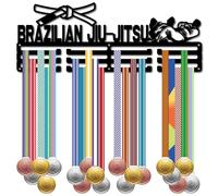 CREATCABIN Exhibición Medallas Jiu Jitsu Brasileño Soporte Colgar Medallas Metal Premios Competencia s Judo Deportivo Ganchos Estante Hierro Negro Montado En Pared Colgar 60+ Medallas Jugadores
