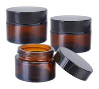 CREATCABIN Frasco de Vidrio Ámbar de 1 oz con Labios, 3 paquetes de Frascos Pequeños de Vidrio para Cosméticos, 30 ml, Recipiente Redondo Vacío Reutilizable para Cosméticos, Frasco de Almacenamiento P