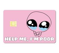 CREATCABIN Fundas Tarjetas Crédito,Pegatinas Tarjetas Débito,Color Rosa,Sin Burbujas,Delgadas,Proteger Tarjetas Bancarias,PVC,para Transporte,Llaves,Tarjetas Regalo,18.6x13.7cm,Ayudame,Soy Pobre