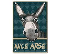 CREATCABIN Funny Nice Ass Donkey Sign Vintage Tin Signs Funny Metal Tin Sign Wall Art Garden House Placa para Baño Cocina Café Pared Halloween Navidad Decoración 8 x 12 Pulgada