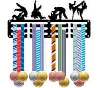 CREATCABIN Ganchos para Colgar Medallas de Jiu Jitsu, para Deportes, Pequeños Premios de Metal, Estante de Exhibición de Cintas, Marco de Hierro Montado En la Pared para Corredores, s de Competición,