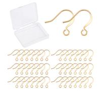 CREATCABIN Ganchos Pendientes Chapados En Oro 18 quilates 1 cajas 200 piezas Bobinas Y Bolas Alambres los Oídos Ganchos Peces Kit Fabricación Aretes Planos Latón Suministros Hacer 16 x 14 mm