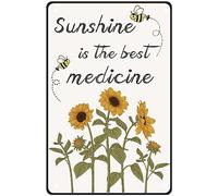 CREATCABIN Girasol Abeja Cartel de Hojalata Sunshine Metal Signs Garden House Placa Vintage Placas Retro Posters Gallery Wall Art Print Pintura Colgante para el Hogar Cocina Farmhouse Regalos de