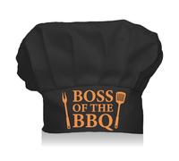 CREATCABIN Gorro de Chef Boss of The BBQ para Adultos, Ajustable, Elástico, para Cocina, Catering, Gorro de Cocinero, Gorro de Chef de Algodón Personalizado para Mujeres, Hombres, Parrilla, Horneado,