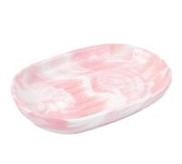 CREATCABIN Jabonera de Cerámica con Textura Rosa, Soporte para Barra de Multiusos, Hecha A Mano, con Textura de Mármol, Bandeja de Ovalada, Antideslizante, para Esponja, Baño, Cocina, Fregadero, DEC