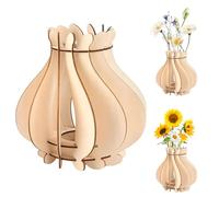 CREATCABIN Jarrón de Madera para Flores de Lego Jarrón de Madera para Rompecabezas Juego de Construcción de Ramos de Rosas Soporte para Arreglos Florales Expositor Regalo Hecho A Mano para 18 x 18cm