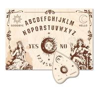 CREATCABIN Juego Adivinación Radiestesia Tablero Espíritu Madera Solar Planchette,Herramienta Contar Mensajes Metafísicos,Decoración Artesanías para Espirituales Bruja,Fiesta Halloween,Diosa 30x21cm