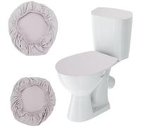 CREATCABIN Juego de Fundas de Terciopelo para Tapa de Inodoro, Fundas para Asiento de Baño, Tapa de Tanque de Inodoro, Antideslizantes, Ajustables, Lavables A Máquina, A Prueba de Polvo, Aptas para Ta