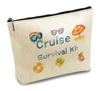 CREATCABIN Kit de Supervivencia para Cruceros, Bolsa de Maquillaje, Neceser de Polialgodón, Estuche Multiusos con Cremallera Metálica, Organizador de Artículos de Tocador, Neceser de Viaje, Regalo de