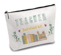 CREATCABIN Kit de Supervivencia para Profesores, Bolsa de Maquillaje, Bolsa de Lona para Cosméticos, Polialgodón, Estuche para Lápices de Colores Multiusos, Bolsa con Cremallera, Bolsa de Viaje para A