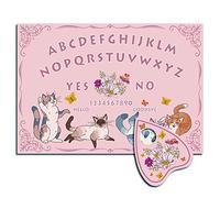 CREATCABIN Kitty Wood Spirit Board Cat Pendulum Board Wooden Talking Ouija Boards with Planchette Dowsing Divination Kit Game Spirit Hunt Mensaje Metafísico Decoración Wicca 11.8 x 8.3 Pulgada (Rosa)