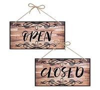 CREATCABIN Letrero Abierto Cerrado Negocios Doble Cara Impermeable Placa Colgante Madera Arte Pared para Puerta Negocios Paredes Ventana Tienda Tienda Bar Hotel Decoración Regalo 30x15cm Color Retro