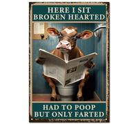 CREATCABIN Letrero Ganado Decoración Inodoro Vintage Retro Cartel Chapa Placa Arte Pared Metal Pintura Hierro Póster Decoración 20x30 cm a-Here I Sit Broken Hearted Had To Poop But Only Farted