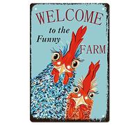 CREATCABIN Letrero Metal Texto En Inglés Welcome To The Funny Farm,con Citas,Estilo Retro,para Colgar En la Pared,Decoración Artística para Granja,Patio,Casa,Sala Estar,Adornos Navideños,20x30cm