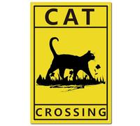 CREATCABIN Letrero Metal Vintage Diseño Gato Negro,Placa Pintura Retro,Letrero Hierro para Decoración Pared,Mural Arte,Cartel Colgante Decorativo para Cafetería,Oficina,Hogar,Baño,30x20cm,Cruce Gato