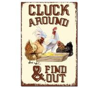 CREATCABIN Letrero Metal Vintage Texto En Inglés Chick Tin Sign Cartel Retro Pintura Baño,Placa Hierro,Decoración Pared,Arte Mural Colgante para Jardín,Granja,Baño,30x20cm-Cluck Around and Find out