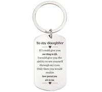 CREATCABIN Llavero de Acero Inoxidable con Texto para Mi Hija, Recuerdo, Colgante Conmemorativo, Palabras Grabadas, Regalo Inspirador de Larga Distancia para Graduación, Cumpleaños, Mujeres, 1x2 pul